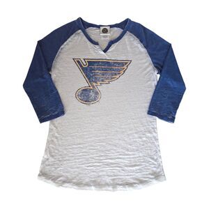 St. Louis Blues Burnout Raglan Graphic Tee Blue White Licensed NHL Streetwear